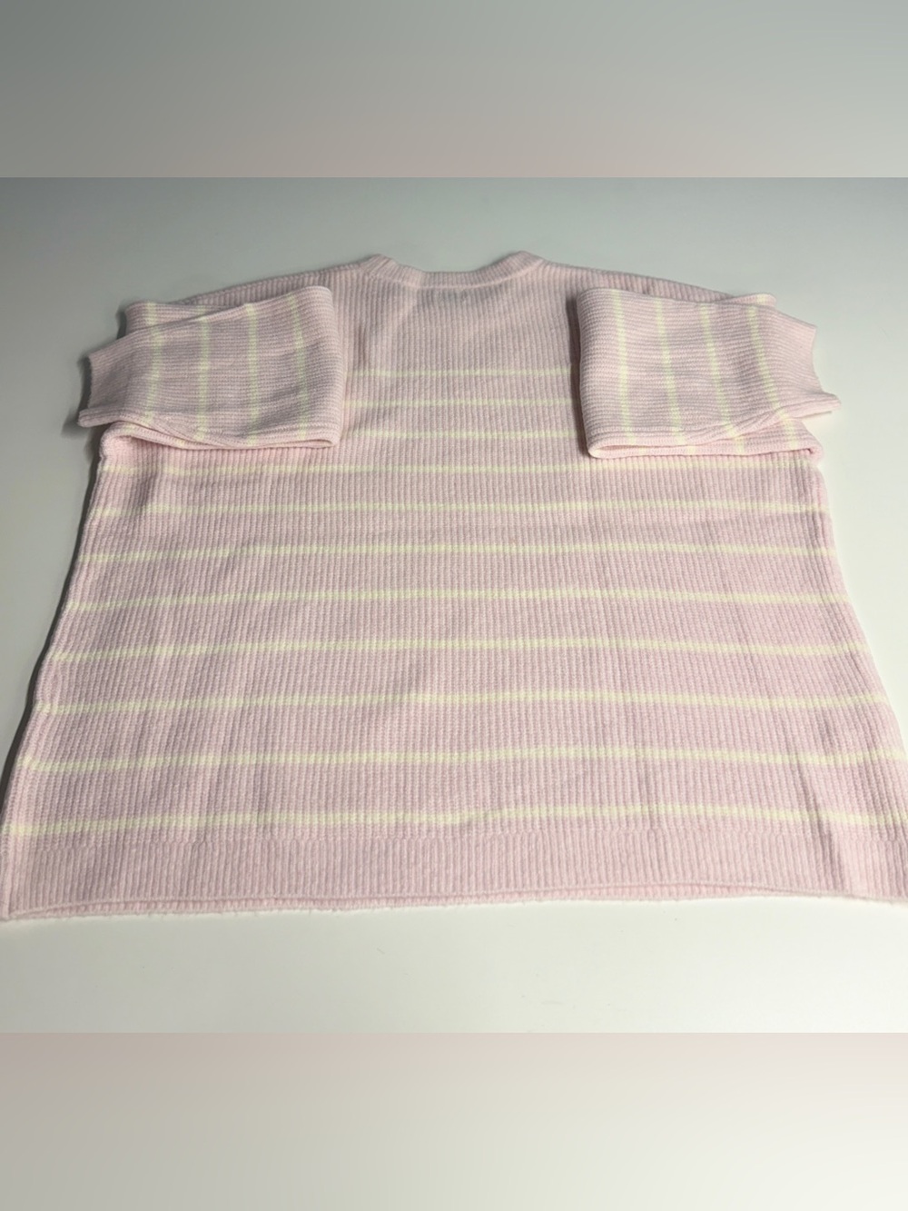 a new day Light Pink and Cream Striped Crewneck Sweater with Red Bow - Picture 5 of 6